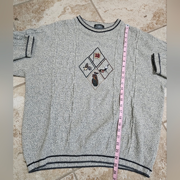 Haggar Tour XL Golf Sweater Gray Cable Knit 18th Hole Embroidered Old Money Prep - Picture 6 of 7